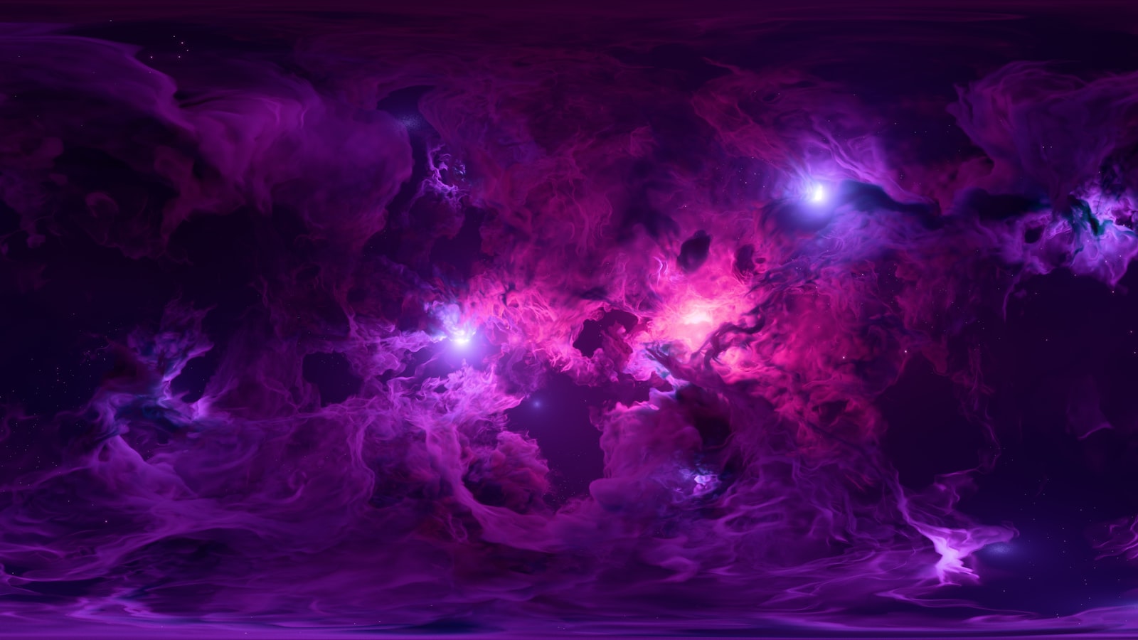 Vibrant purple and pink nebula clouds with bright stars in deep space